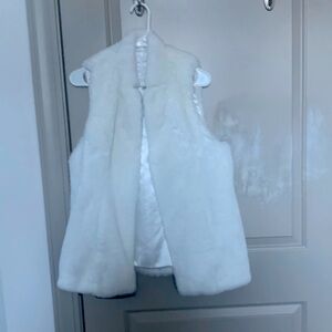 EXCELLENT condition Tyler Boe hip length white faux fur vest